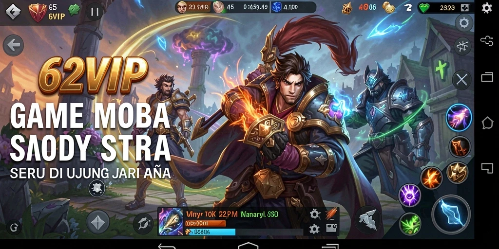 Gameplay MOBA seru di 62VIP yang menampilkan strategi tim.