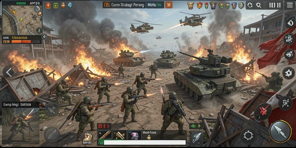 Tampilan gameplay menarik dari API33 yang menunjukkan strategi pertempuran.