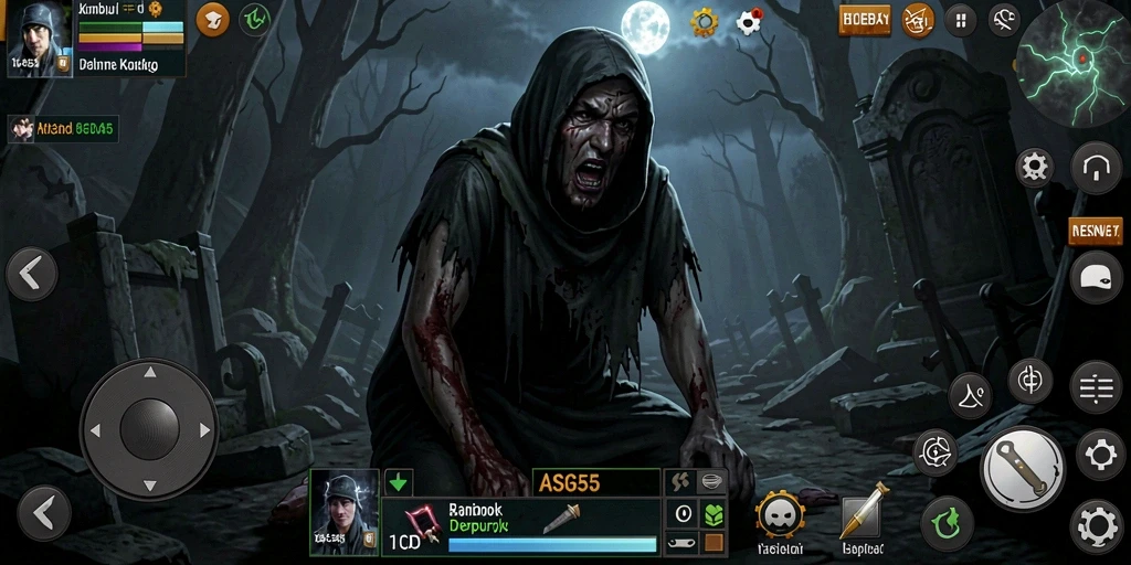 Tampilan menegangkan dari gameplay ASG55 dengan berbagai makhluk menyeramkan.