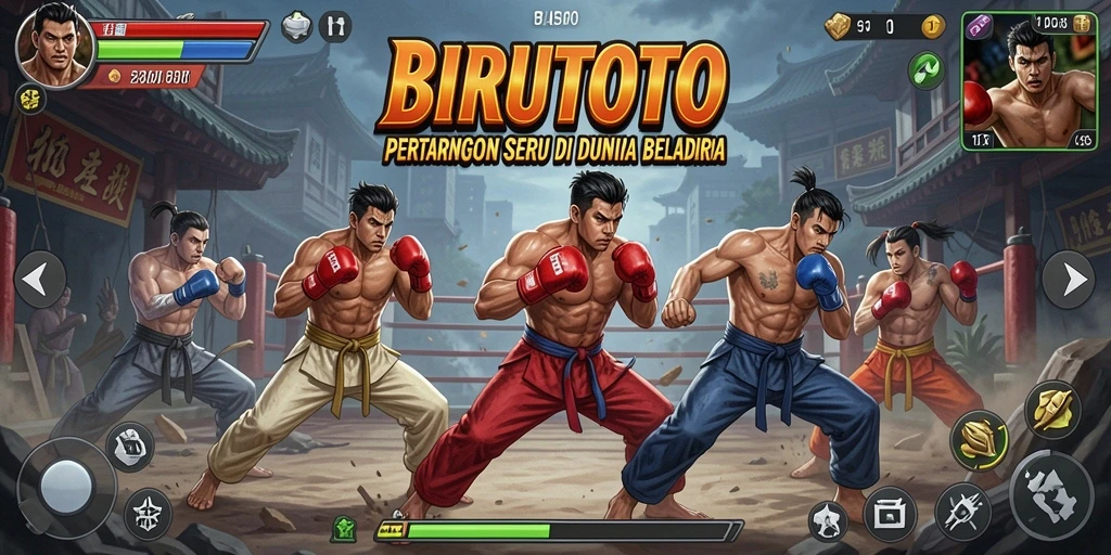 Screenshot gameplay BIRUTOTO dengan pertarungan epik yang mendebarkan.