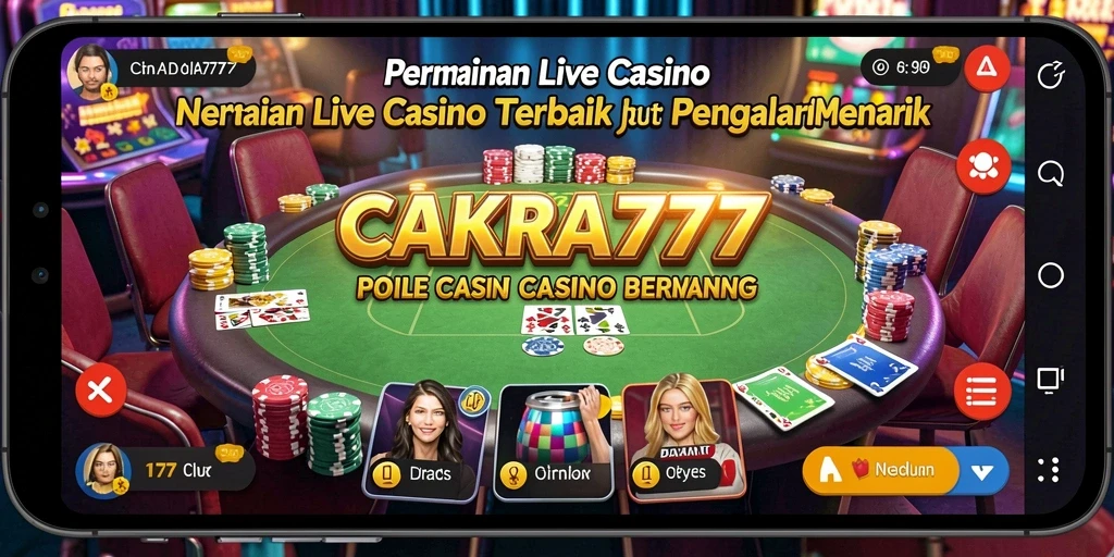 Tampilan gameplay Live Casino CAKRA777 dengan dealer profesional dan interaksi menarik.