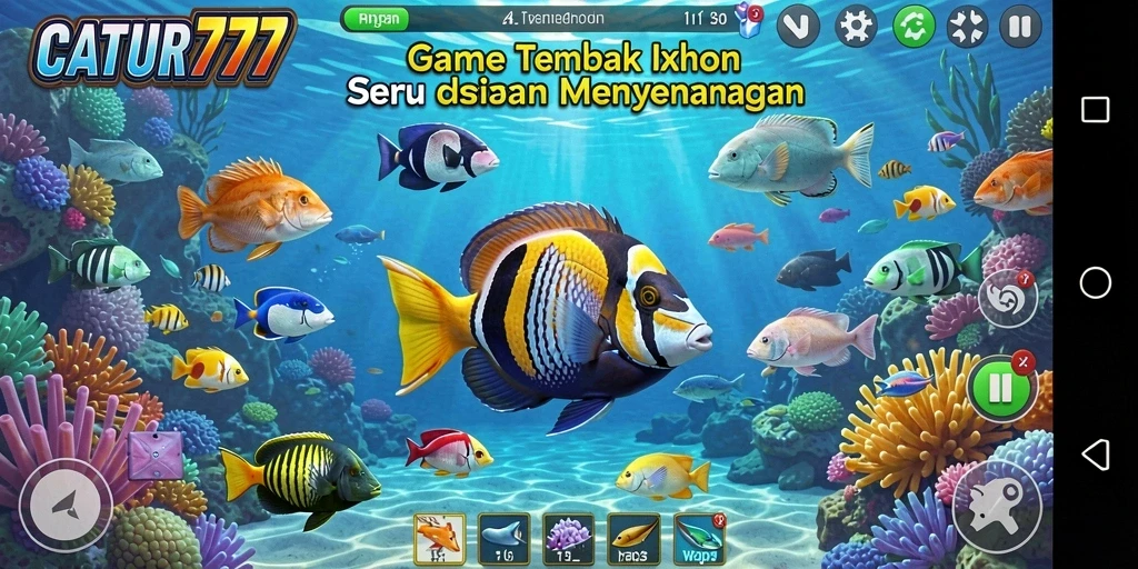 Tampilan gameplay seru saat menembak ikan di CATUR777.