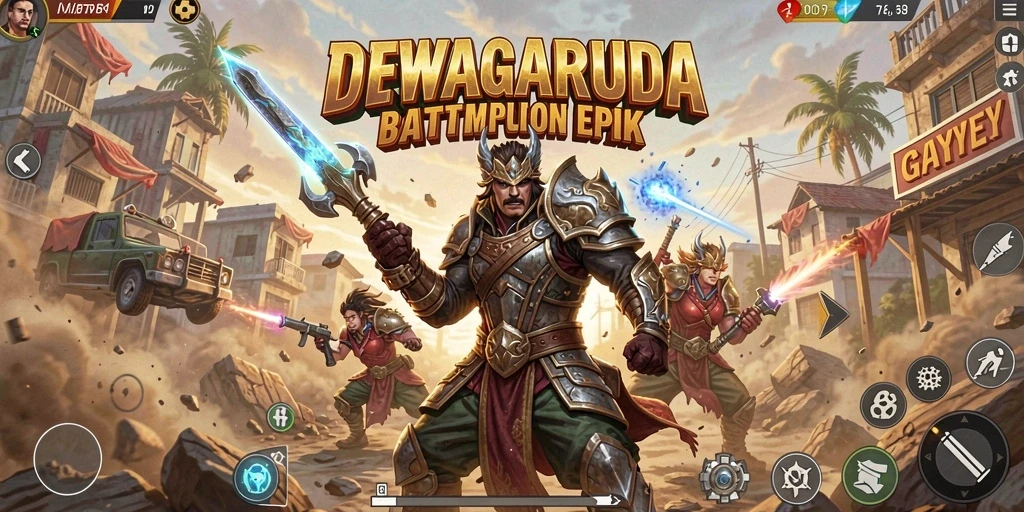 Gameplay Battle Royale yang mendebarkan di DEWAGARUDA.