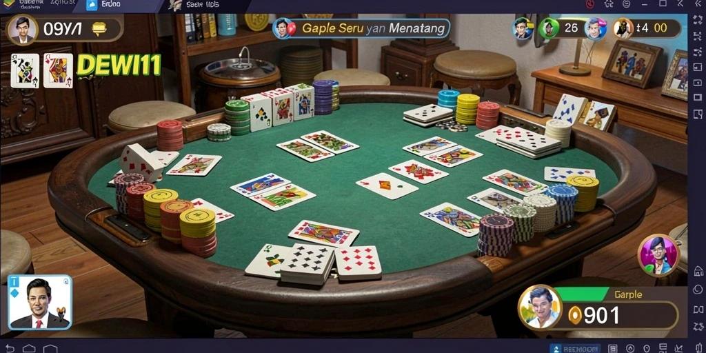 Gameplay seru DEWI11 saat bermain Gaple bersama teman.