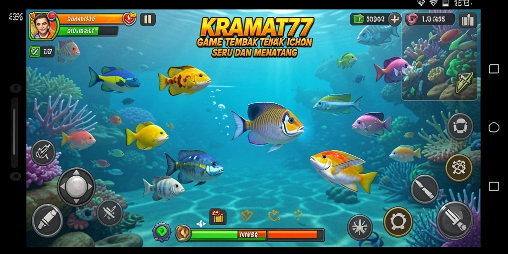 Tampilan menarik gameplay KRAMAT77 dalam aksi Tembak Ikan.