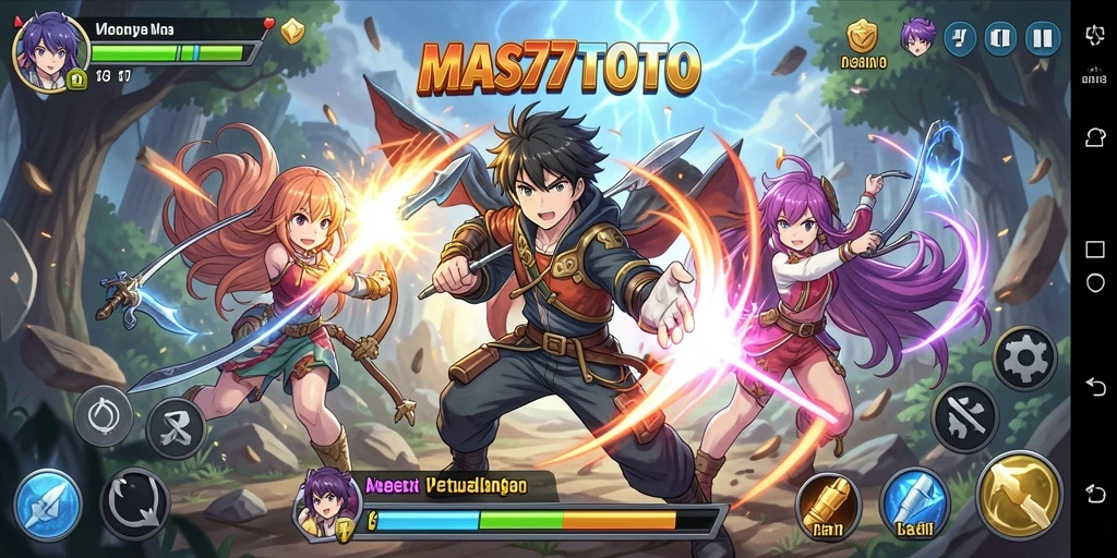 Tampilan gameplay yang menampilkan aksi seru dalam dunia Anime.