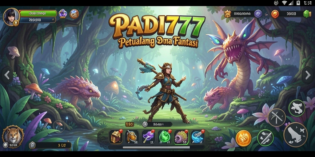 Screenshot gameplay PADI777 menampilkan petualangan seru di dunia fantastis.