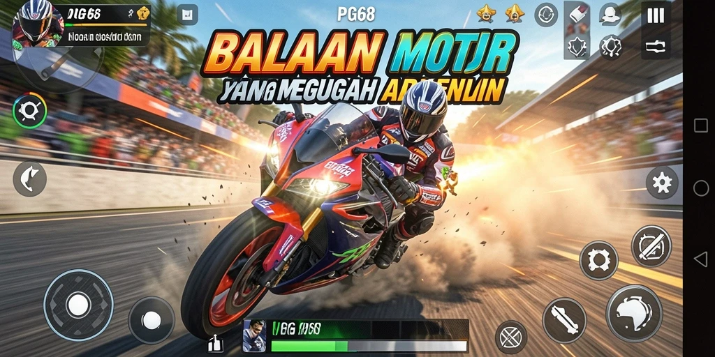 Tampilan permainan PGG68 yang mendebarkan saat balapan motor di lintasan.