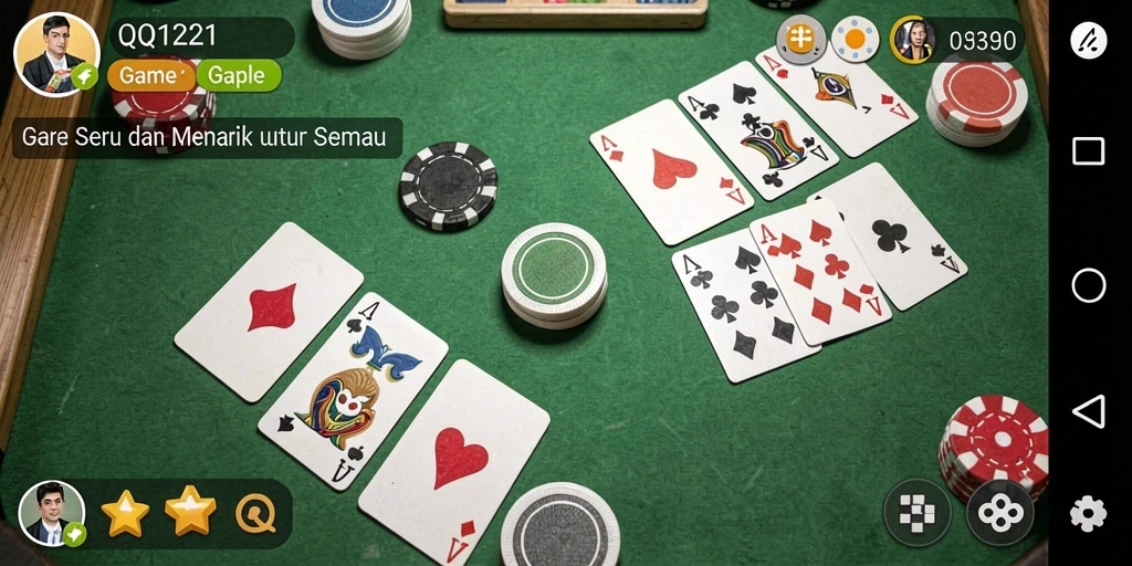 Tampilan screenshot QQ1221 menampilkan aksi gameplay Gaple yang seru.