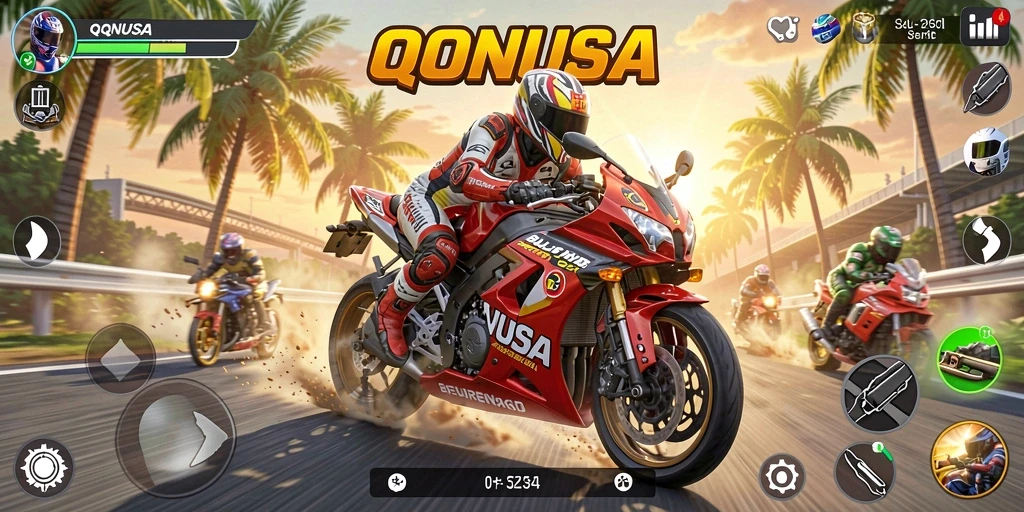 Gambaran permainan balap motor yang mendebarkan di QQNUSA.