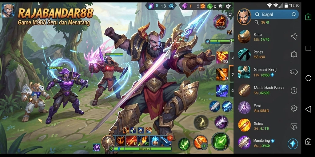 Screenshot gameplay RAJABANDAR88 menampilkan pertarungan menarik dan strategi MOBA.