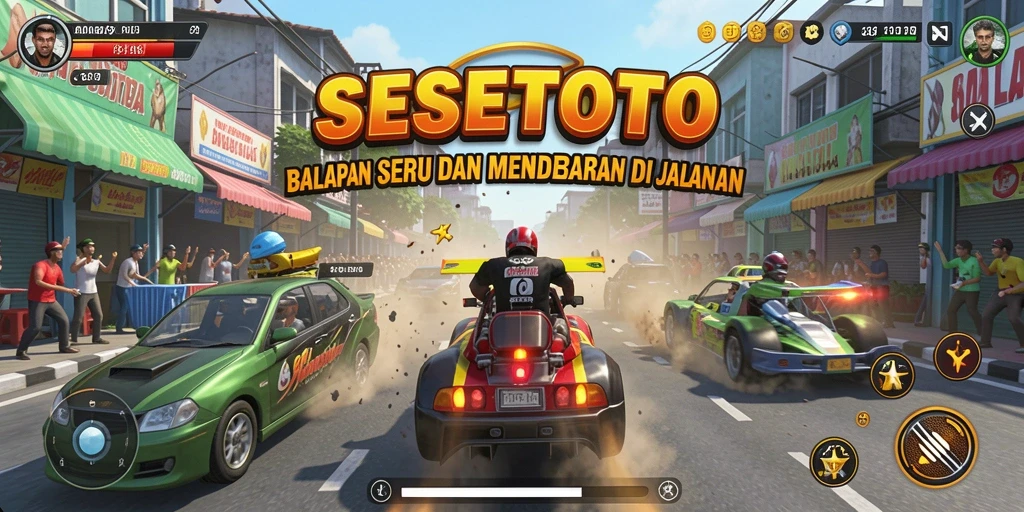 Gameplay balapan seru dengan mobil cepat dan trek menantang.