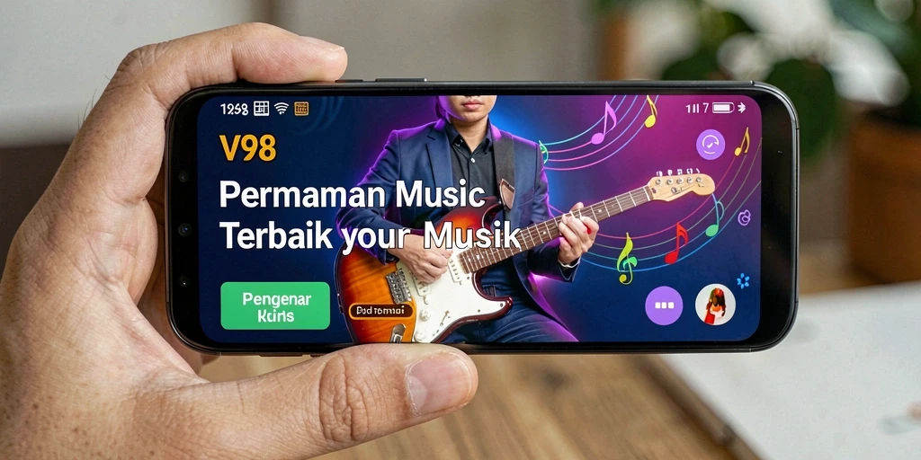 Tampilan gameplay V98 dengan berbagai pilihan lagu musik.
